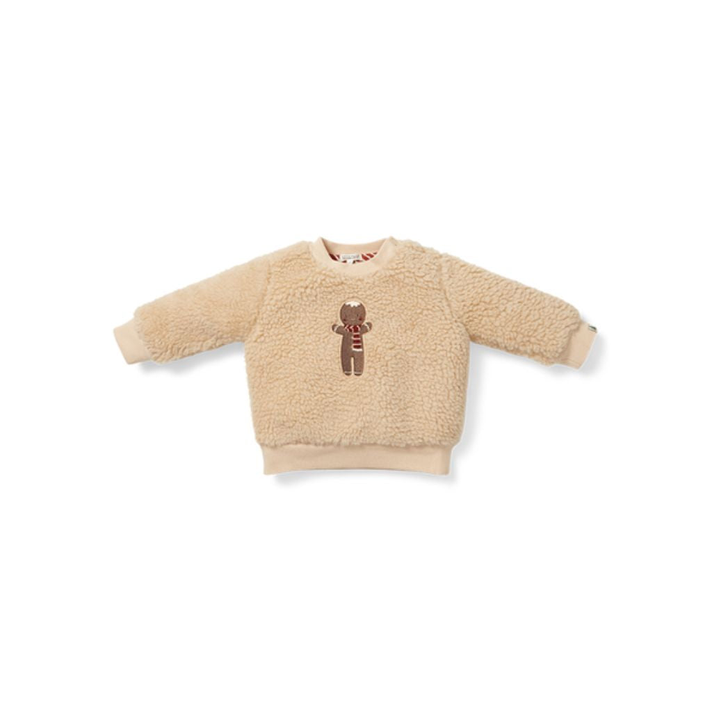 Little Dutch Sweater teddy Kerst Gingerbread , m86, Zand, Uniseks