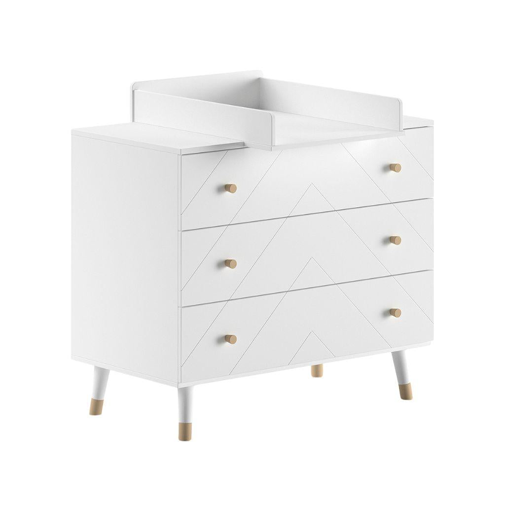 Jaxx Chambre de bébé 3 pièces (lit + commode + armoire 3 portes) Billy blanc