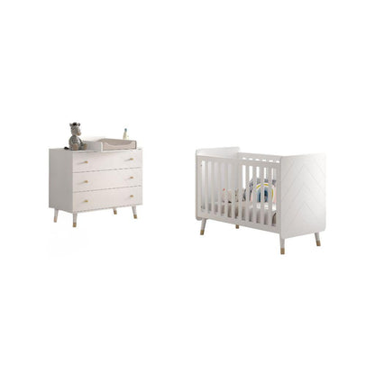 Jaxx Chambre de bébé 2 pièces (lit + commode) Billy blanc