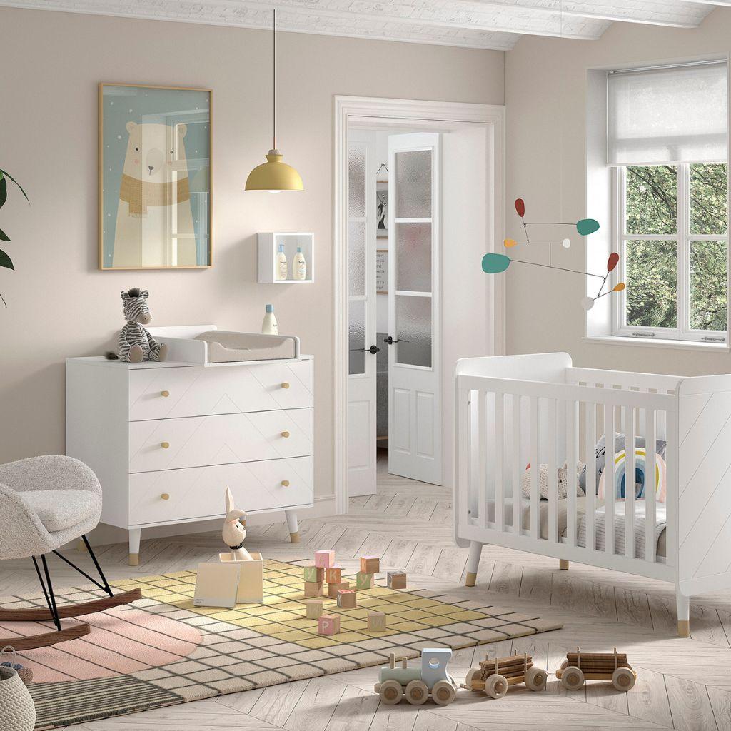 Jaxx Chambre de bébé 2 pièces (lit + commode) Billy blanc