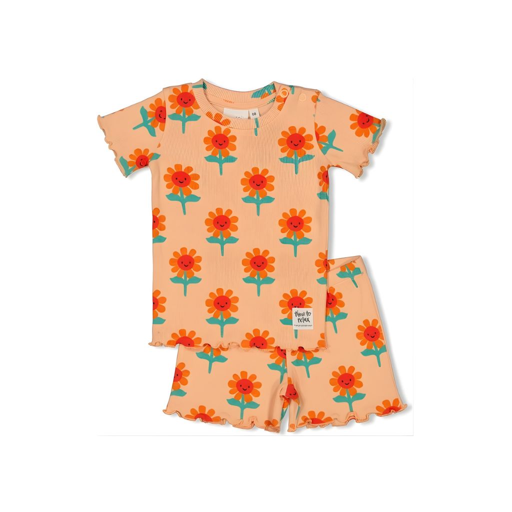 Feetje pyjama 2-delig Filou Fleur premium summerwear m80 perzik meisjes