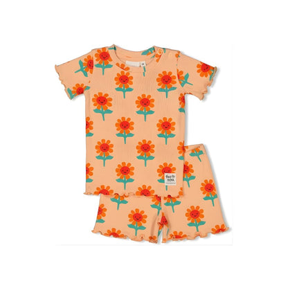 Feetje pyjama 2-delig Filou Fleur premium summerwear m80 perzik meisjes