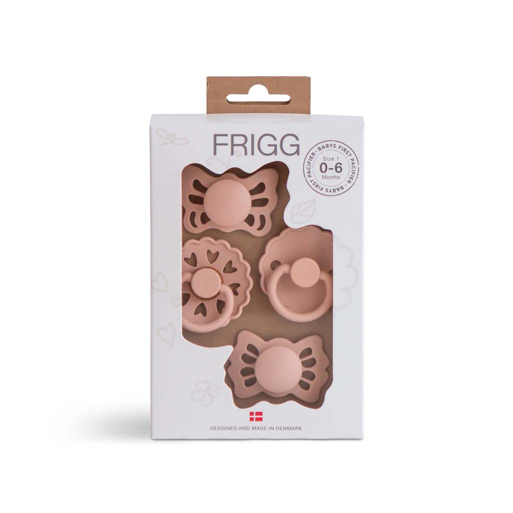 FRIGG Fopspeen 0 - 6 maanden Baby’s First pacifier - Floral Heart Blush - 4 stuks