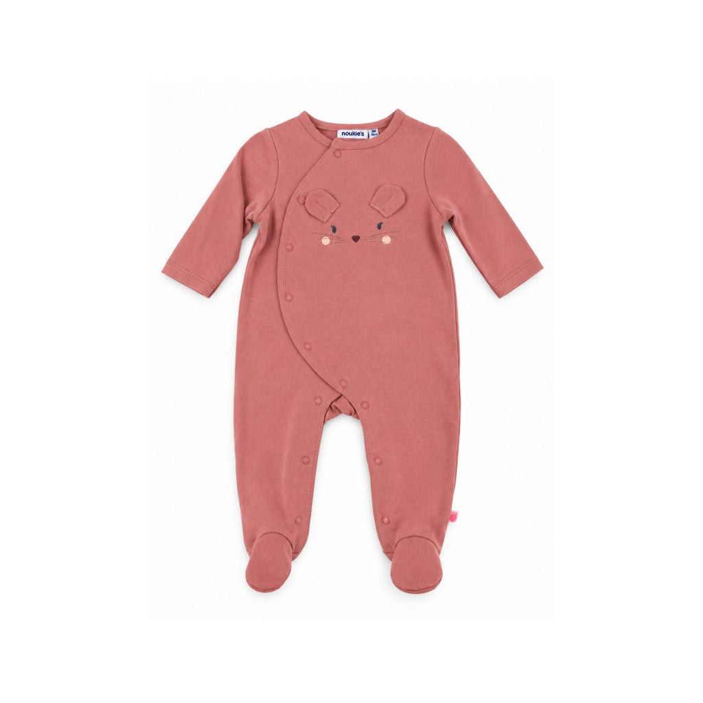 Noukies pyjama roze sluiting vooraan 2 oortjes jersey m62 uniseks 3