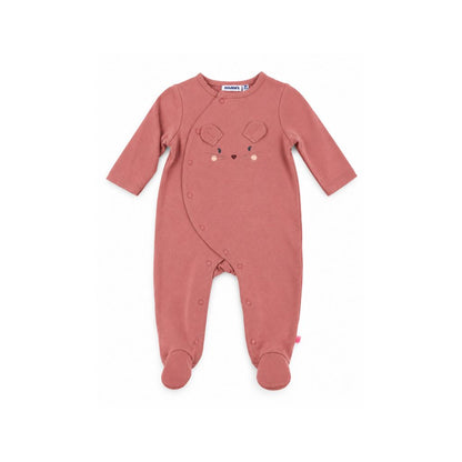 Noukies pyjama roze sluiting vooraan 2 oortjes jersey m62 uniseks 3