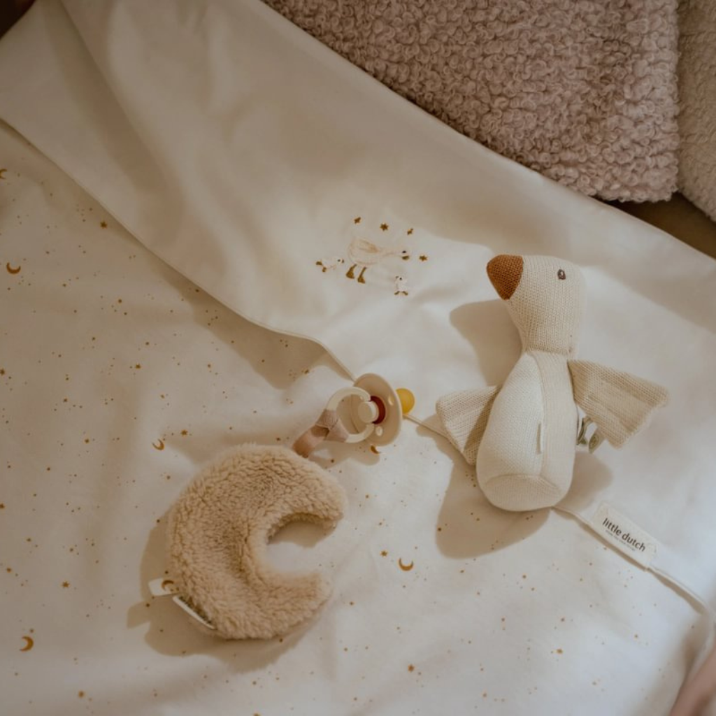 Little Dutch Laken voor bed geborduurd Little Goose wit 110 x 140 cm