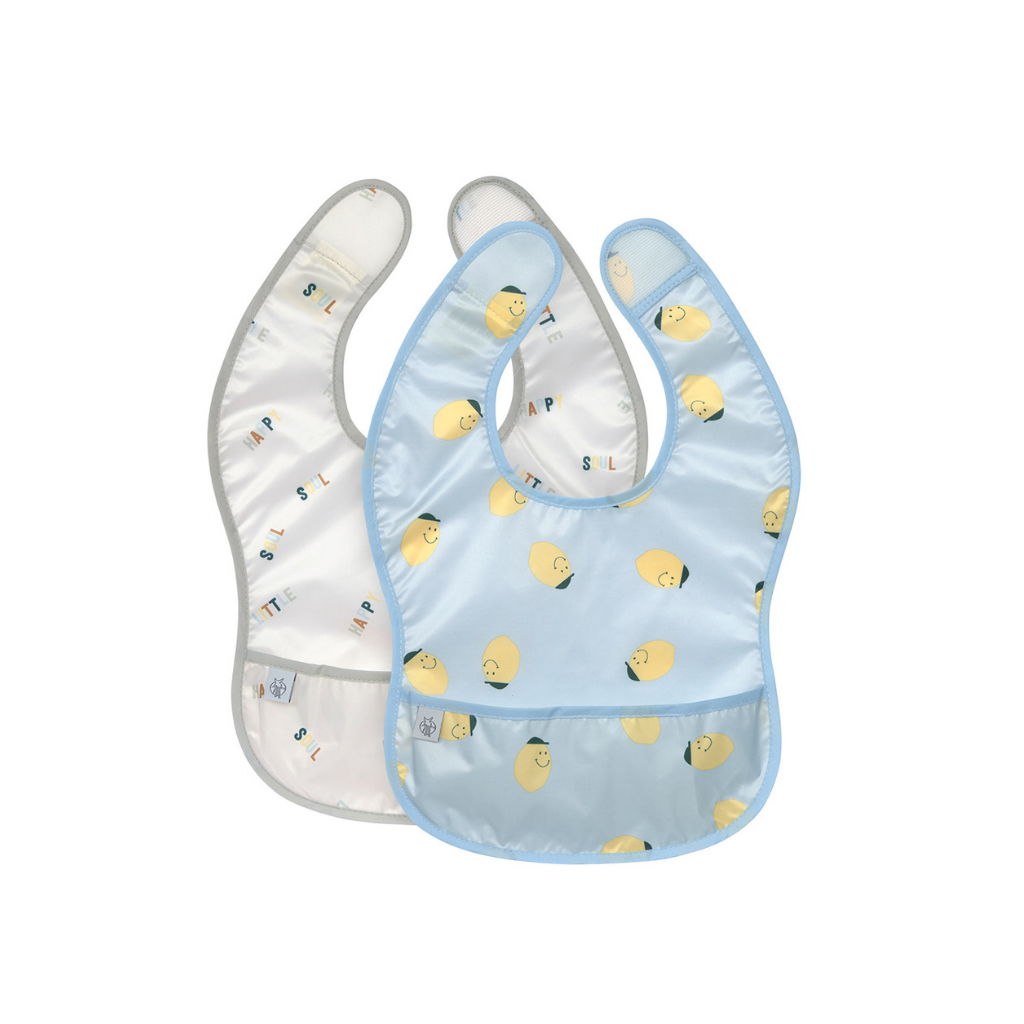 Lässig Bavoir Happy Fruits Lemon bleu - 2 pièces
