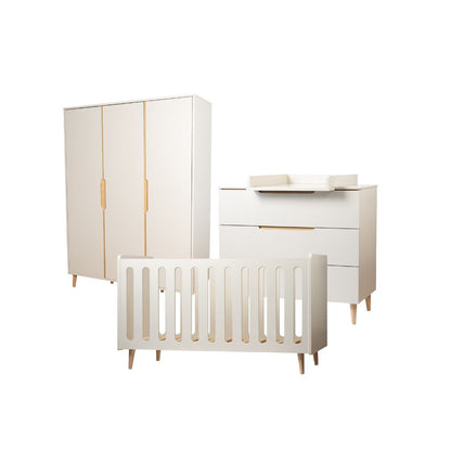 Pericles 3-delige babykamer (bed 120 x 60 + commode met verlengstuk + kast 3 deuren) Nomad dune beige