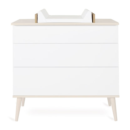 Quax Chambre de bébé 3 pièces (lit évolutif L 140 x Lg 70 cm + commode + armoire 2 portes) Flow White