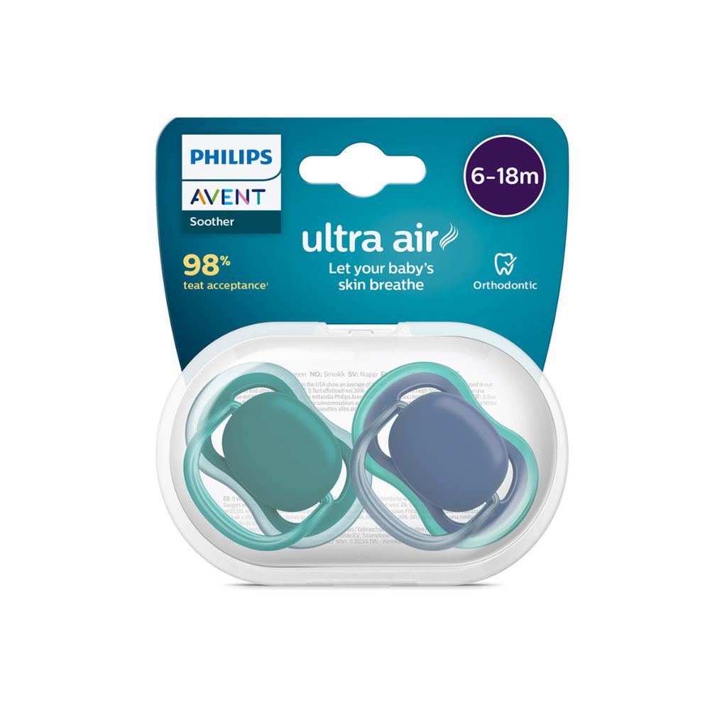 Philips AVENT Sucette + 6 mois Ultra Air bleu nocturne, vert - 2 pièces