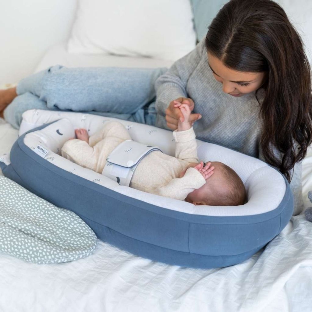 doomoo Nid de bébé Cocoon Blue Grey Moon
