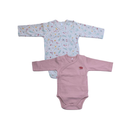 Dreambee Body met overslag en lange mouwen newborn Oscar roze - 2 stuks