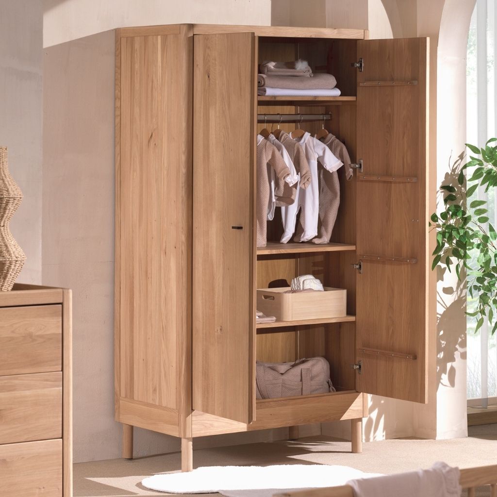 Jaxx Chambre de bébé 3 pièces (lit + commode à langer + armoire 2 portes) FORREST Oak
