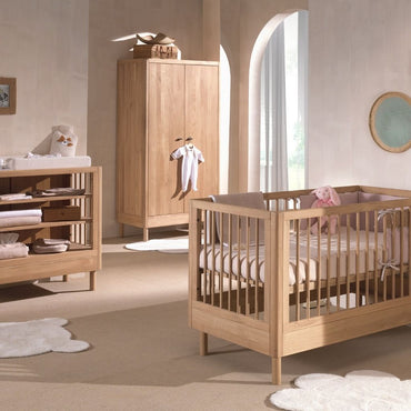 Jaxx Chambre de bébé 3 pièces (lit + commode à langer + armoire 2 portes) FORREST Oak