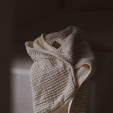deken muslin/teddy 80x65 NATURAL STRIPES