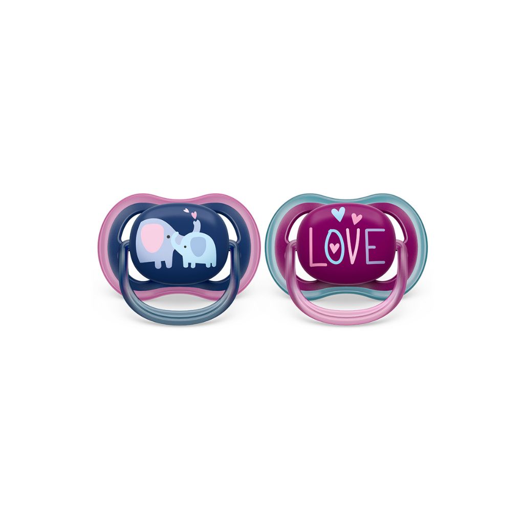 Philips AVENT Sucette + 18 mois Ultra Air Elephant, Love - 2 pièces