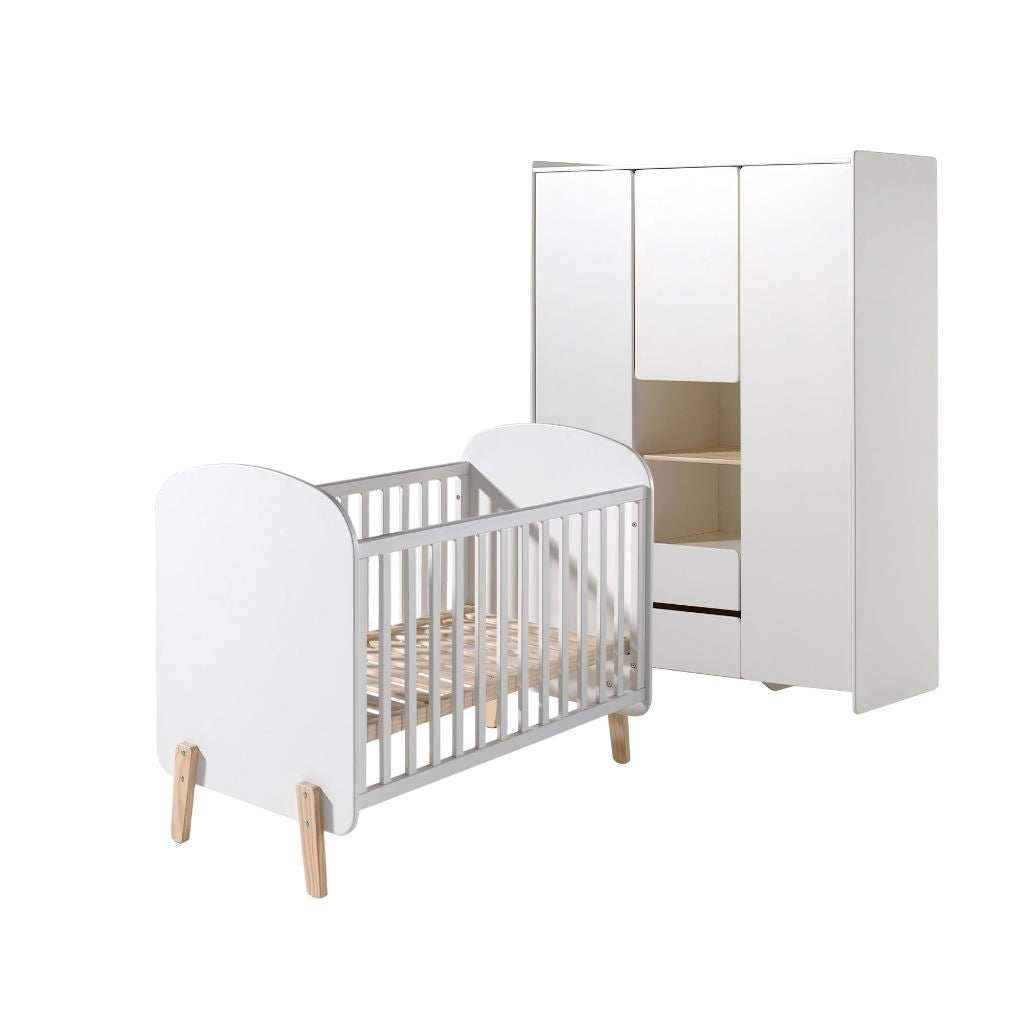 JAXX Chambre de bébé 2 pièces (Lit L 120 x Lg 60 cm + armoire 3 portes) Kiddy