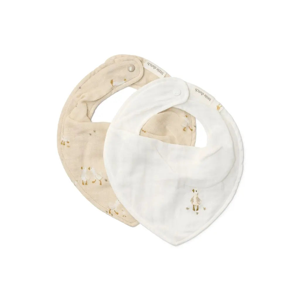 Little Dutch Bandana slab Newborn Naturals Little Goose wit -  2 stuks