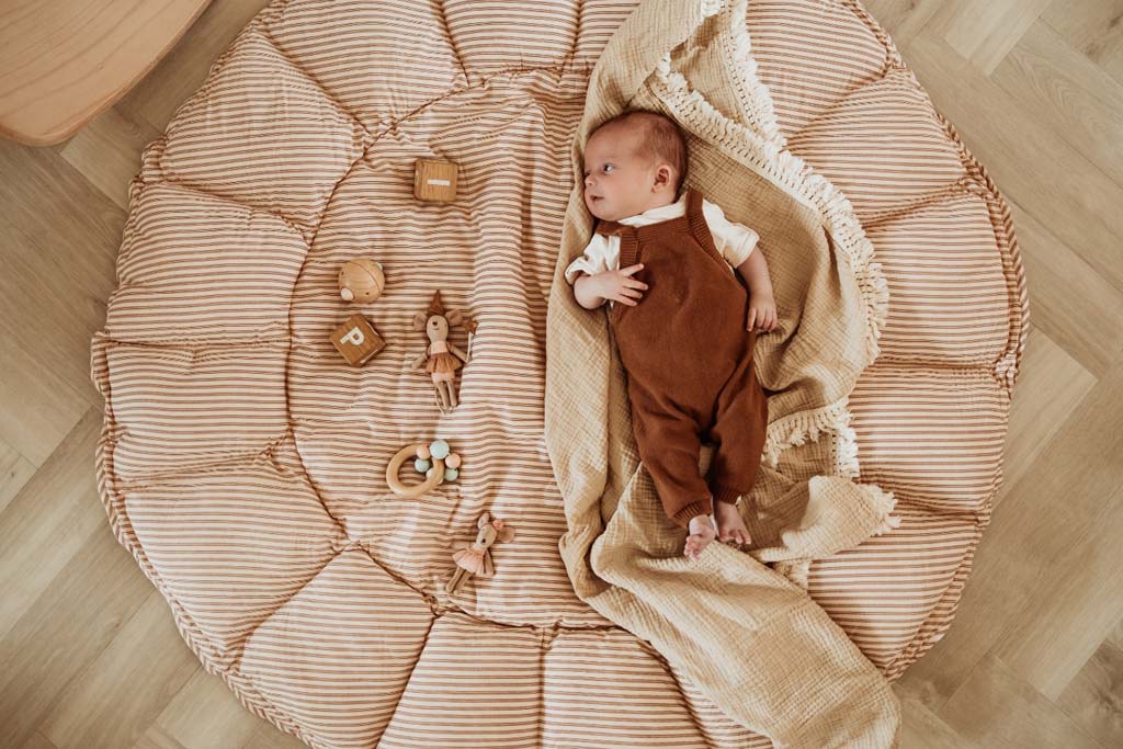 Play and Go Coco Stripes brown organic babymat 130 cm