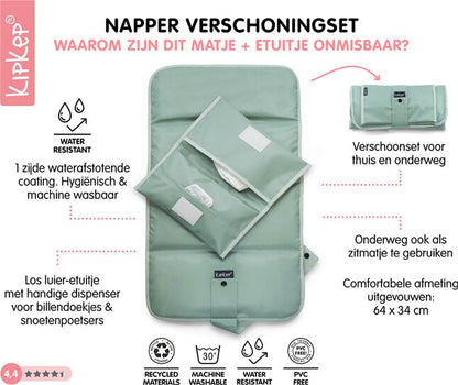 KipKep Matelas à langer + étui Napper Pale Green