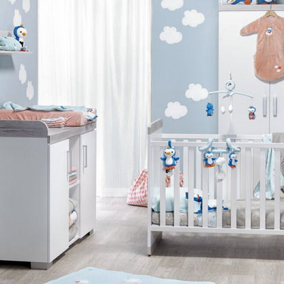 Transland Chambre de bébé 3 pièces (lit évolutif + commode + armoire 2 portes) Alisa blanc