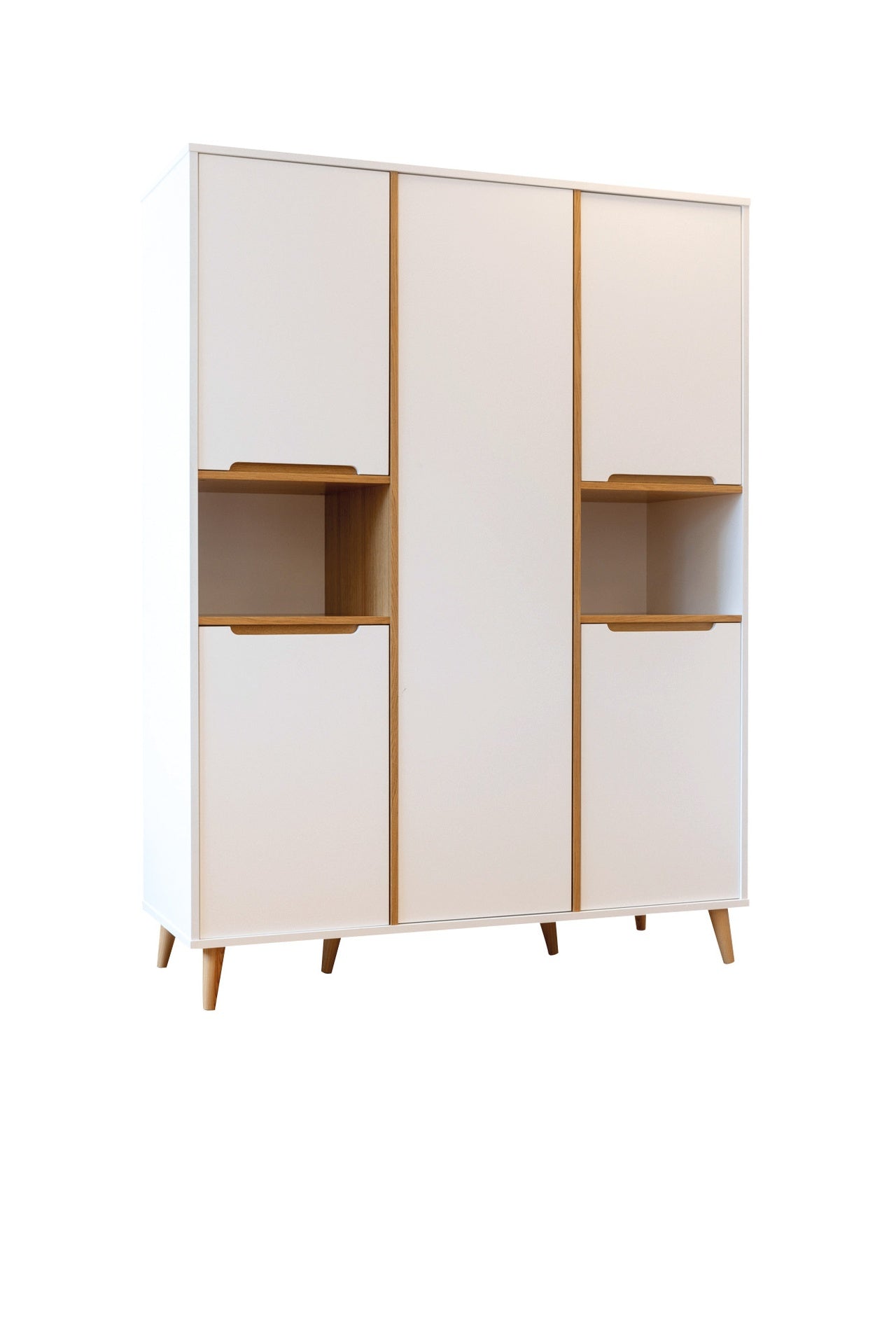 Pericles Chambre 3 éléments (lit L 120 x Lg 60 cm + commode + armoire 5 portes) Boho White