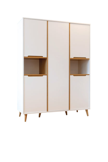 Pericles Chambre 3 éléments (lit L 140 x Lg 70 cm + commode + armoire 5 portes) Boho White