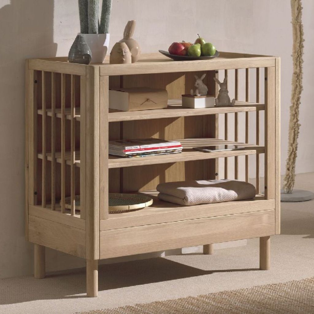 Jaxx 2-delige babykamer (Open commode + peuterbed L 140 x B 70 cm) Forrest Eik