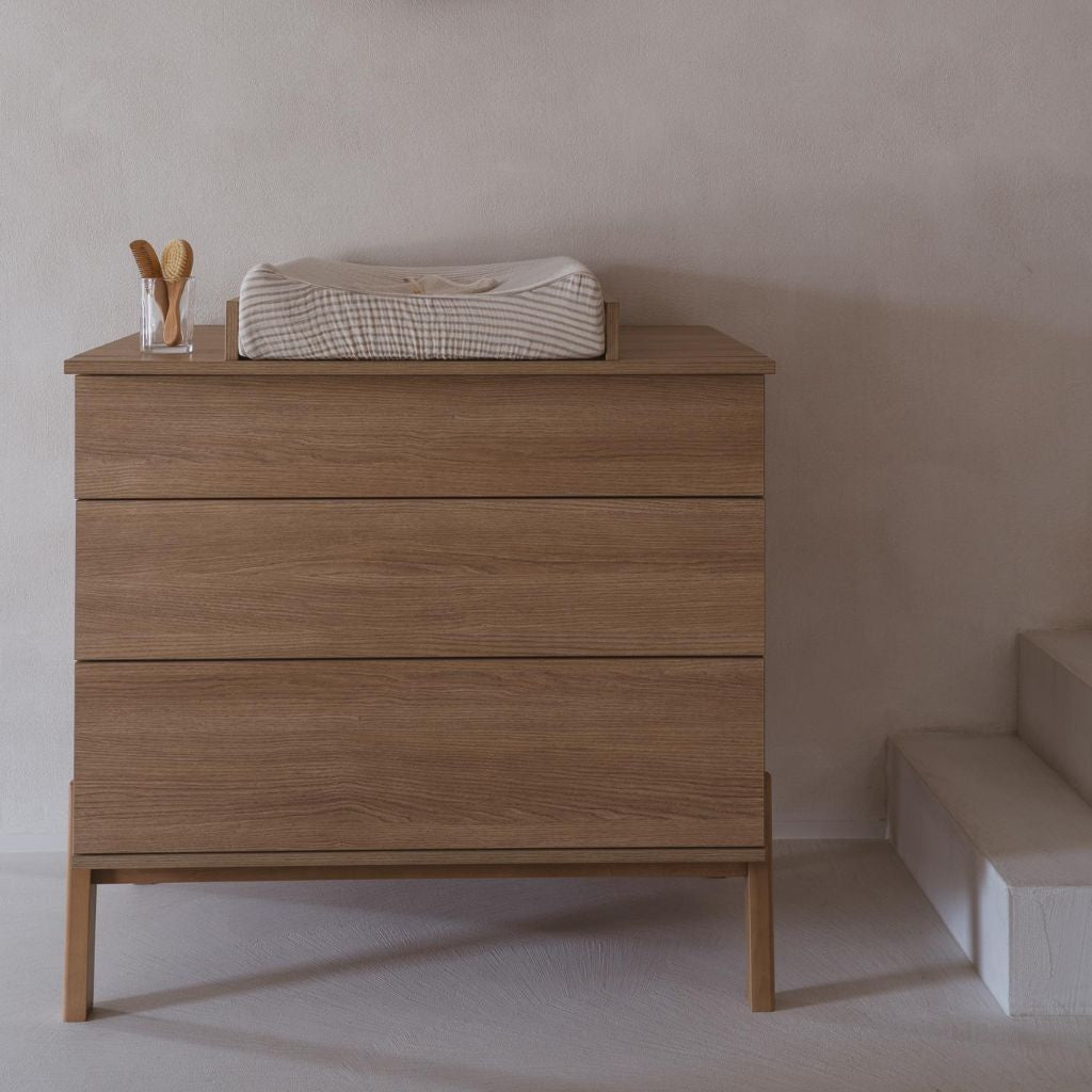 Quax Chambre de bébé 3 pièces (lit L 140 x Lg 70 cm + commode avec rallonge+ armoire 2 portes) Ashi Honey Ash