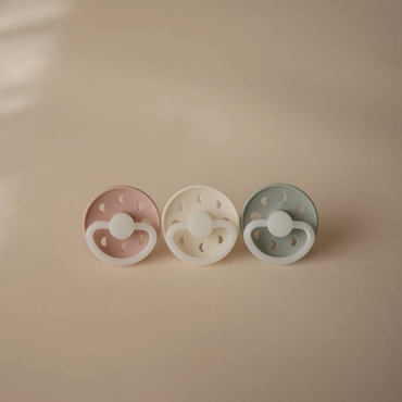 FRIGG Fopspeen + 0 maanden Moon Night silicone Cream/Twilight Mauve - 2 stuks