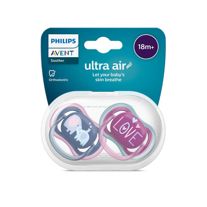 Philips AVENT Sucette + 18 mois Ultra Air Elephant, Love - 2 pièces