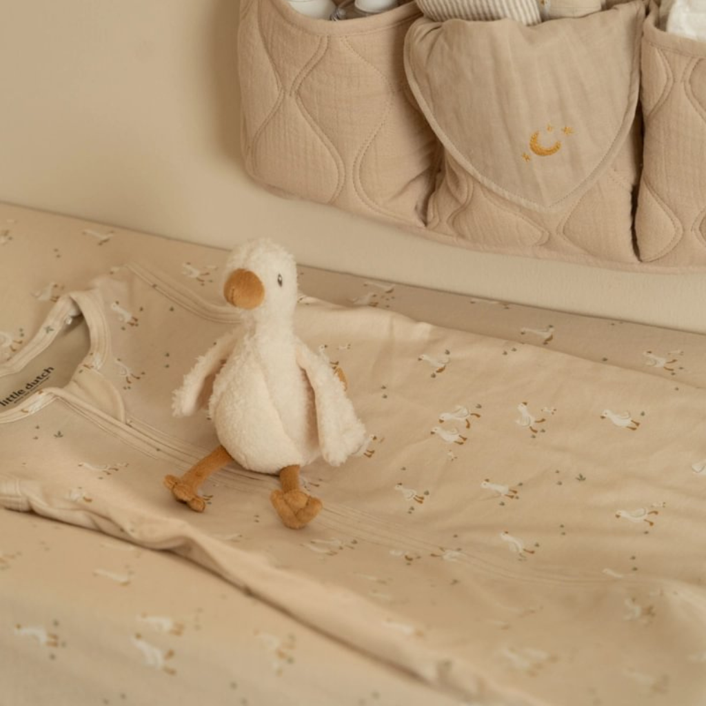 Little Dutch Housse pour matelas à langer Newborn Naturals Little Goose Beige