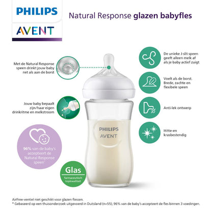 Philips AVENT Glazen zuigfles Natural Response transparant 240 ml