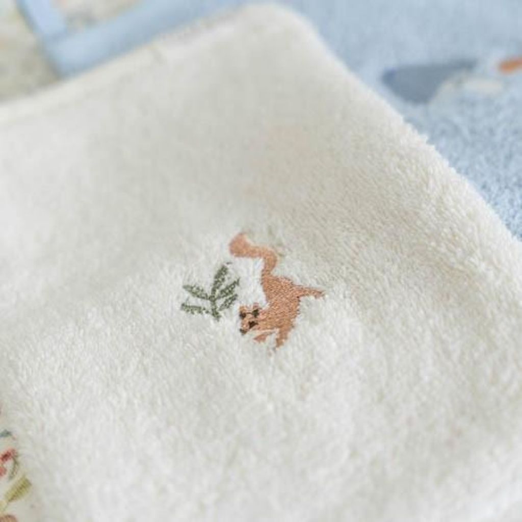 Little Dutch Gant de toilette brodé Forest Friends beige/bleu Lg 14 x L 21 cm - 2 pièces