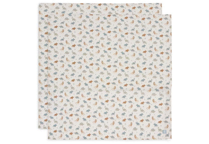 Jollein Tetradoek Roarsome 115 x 115 cm - 2 stuks