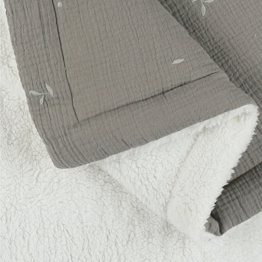 Noukie's Couverture mousseline & sherpa kaki 100 x 140 cm