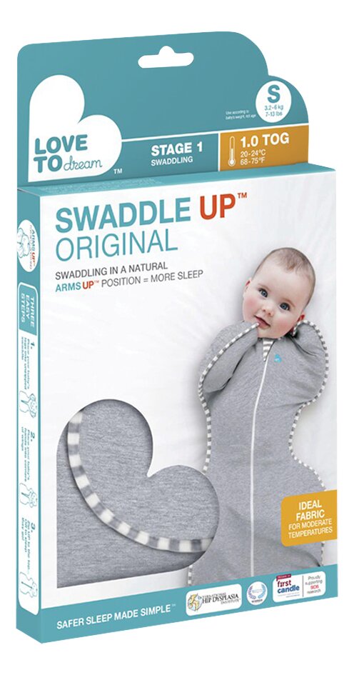 Love to Dream Sac d'emmaillotage / Sac de couchage Swaddle Up Original TOG 1,0 Grey 60 cm