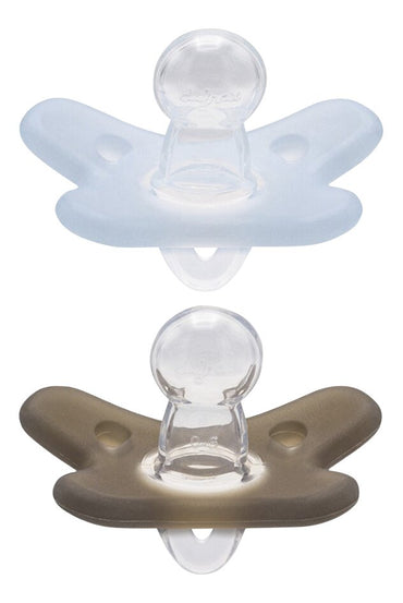 Difrax Fopspeen + 0 maanden Natural Pure Collection blauw/grijs