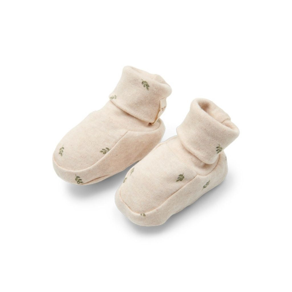 Little Dutch Pantoffeltjes Little Farm Green leaves Sand Beige maat 44/56