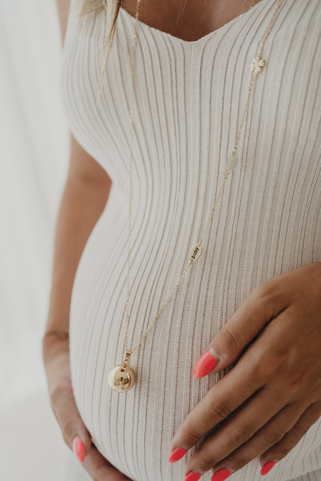 Bola Set grelot de grossesse et bracelet pierre naturelle