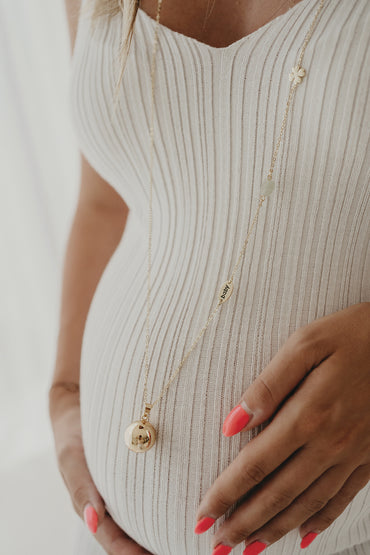 Bola Set grelot de grossesse et bracelet pierre naturelle