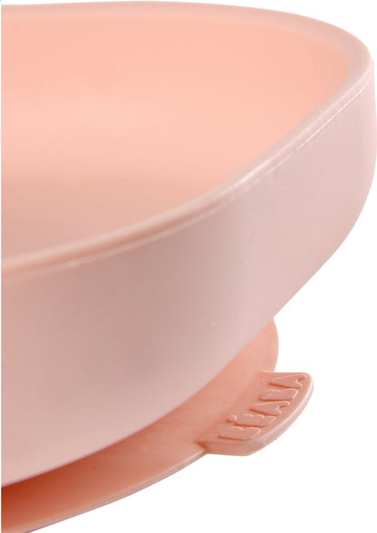 Béaba Assiette plate silicone avec ventouse rose