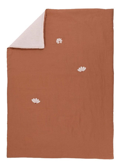 Nattou Couverture pour berceau ou parc tricot rose/rouille coton