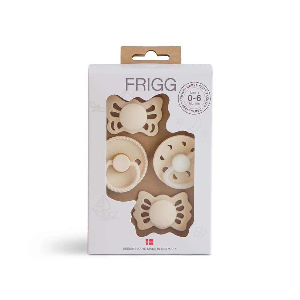 FRIGG Fopspeen 0 - 6 maanden Baby’s First pacifier - Moonlight Sailing Cream - 4 stuks