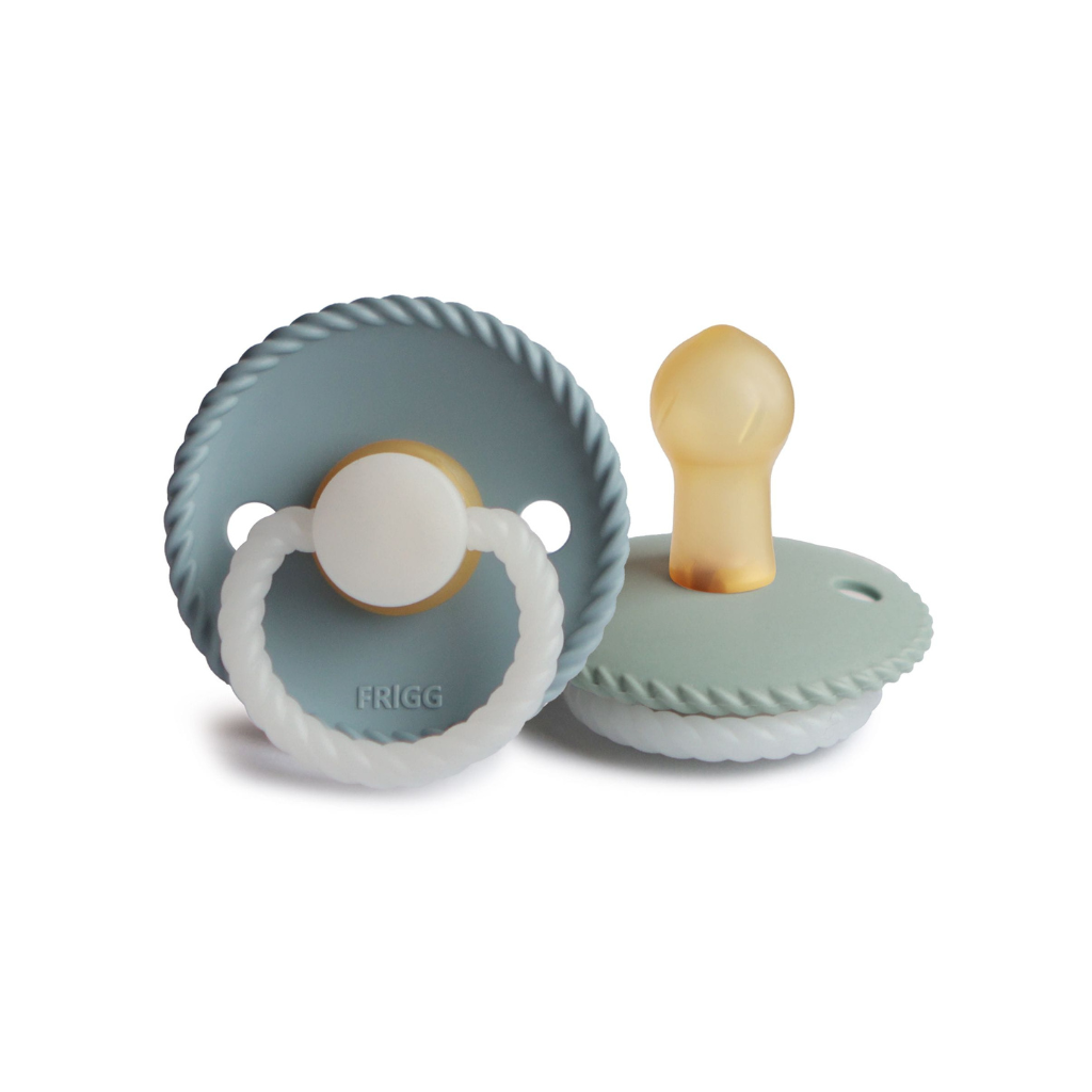 FRIGG Sucette 0 - 6 mois Rope Night latex Stone Blue/Sage - 2 pièces