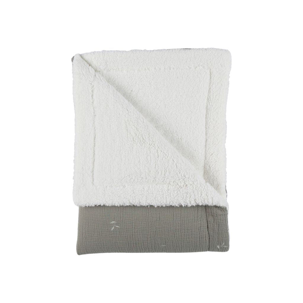 Noukie's Deken muslin & sherpa  kaki 75 x 100 cm