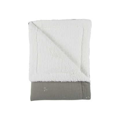 Noukie's Deken muslin & sherpa  kaki 75 x 100 cm