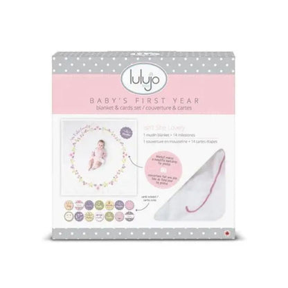 Lulujo Baby's First Year swaddle & cards set - 100 katoen - Isn't she lovely, incl.tetra deken 120x120,14cards (ENG)