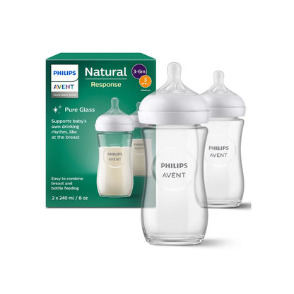 Philips AVENT Glazen zuigfles Natural Response transparant 240 ml - 2 stuks