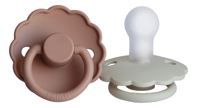 FRIGG Sucette + 0 mois Daisy silicone Blush/Cream - 2 pièces